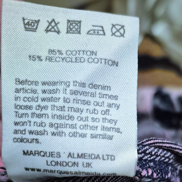 Marques Almeida Acid Wash Cropped Highwaisted Jeans Small Pink/Purple - Picture 8 of 10